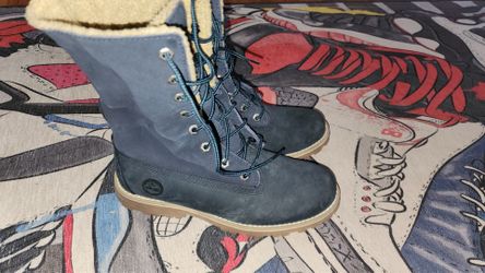 Timberland Big Kids' Boot Fold Down Blue TB01690A Size 4.5Y, Youth, Juniors