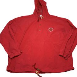 Marlboro Country Store Jacket Mens XL Red Nylon Hooded Windbreaker Vintage 90s