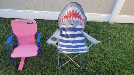 2 Kid-Sized Beach Chairs - Shark Theme