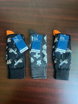 Old Navy Men's Crew Socks Halloween Pattern One Size 3 Pair Black/Orange/White