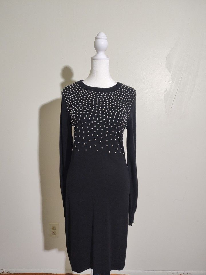 Michael Kors Black Knit Dress W/ Studs XS