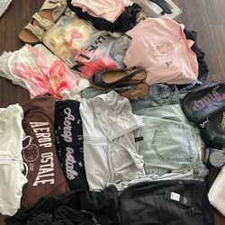 Women’s Clothing Bundle – Coach Heels 9.5, Psycho Bunny Shirt, Aeropostale Sweaters & More