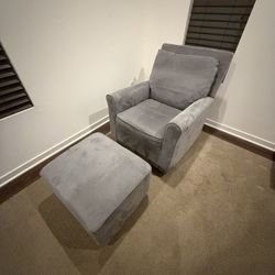 Cloth Swivel Rocker With Ottoman