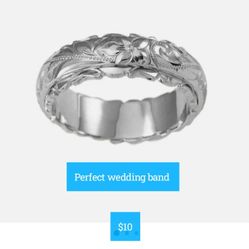 Simply Elegant Floral Silver Wedding Bands Sz 10 & 11