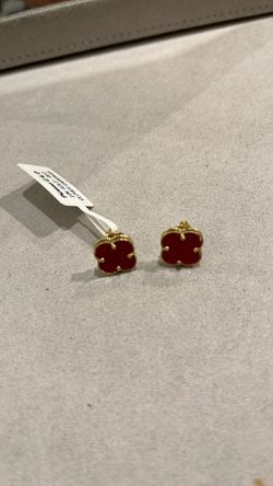 Clover Stud Earrings Red