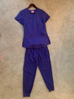 Ava Therese Purple Scrub Set Jogger Pants XXS Style 1084