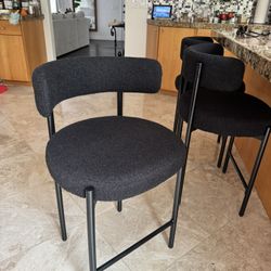 Black Boucle Barstools