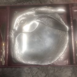 Arthur Court Bunny Cheese Plate with 2 Matching Servers 
