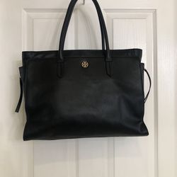 Black Leather Tori Burch Large Tote