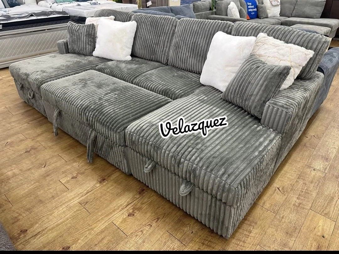✅️✅️4-Piece Convertible Sectional
Sleeper Sofa, Chaise Storage, Sofa Storage & USB Port✅️✅️