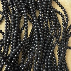 5 15” STRANDS OF BLACK ONYX GEMSTONE 6MM ROUND BEADS