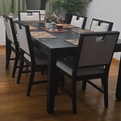 Brookline 7 Piece Black & White Upholstered Dining Set