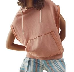 Free People We The Free Donny Sleeveless Cotton Hoodie In Rose Blush Small