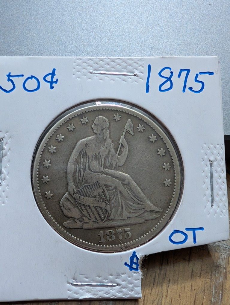 1875 Seated Liberty Beautiful Half Dollar Coin