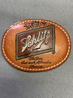 Vintage Leather Shlitz Belt Buckle