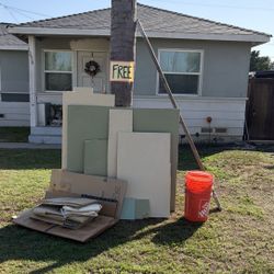 Free Moving Boxes, Drywall, Home Depot Buckets, 2x4