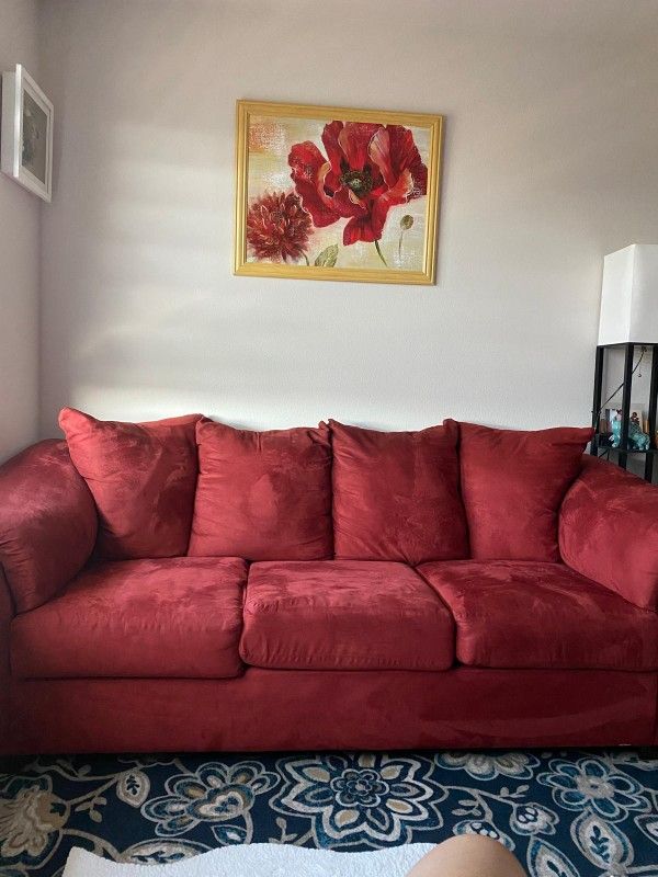 Ashley Red Sofa & Loveseat Set – Excellent Condition - $500 (Camarillo)