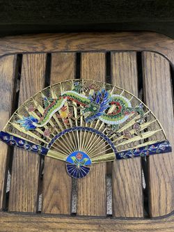 Vintage Chinese filigree and cloisonné fan