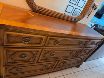 Large Wood Dresser with Mirror