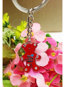 Red love a holic bear keychain