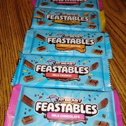 (5) Mr. Beast Feastables Chocolate Bars! Fresh!