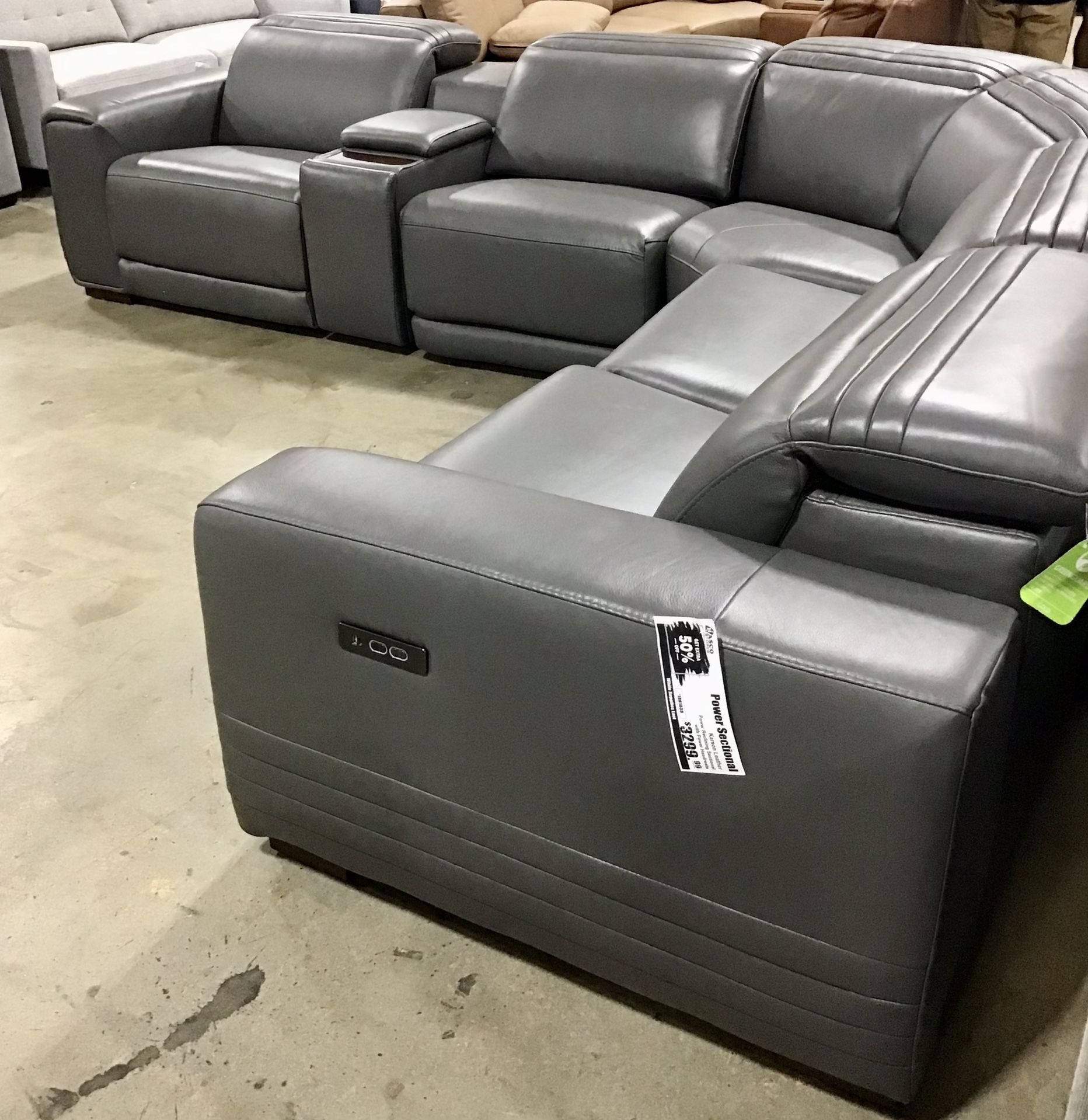 Leather Power Sectional