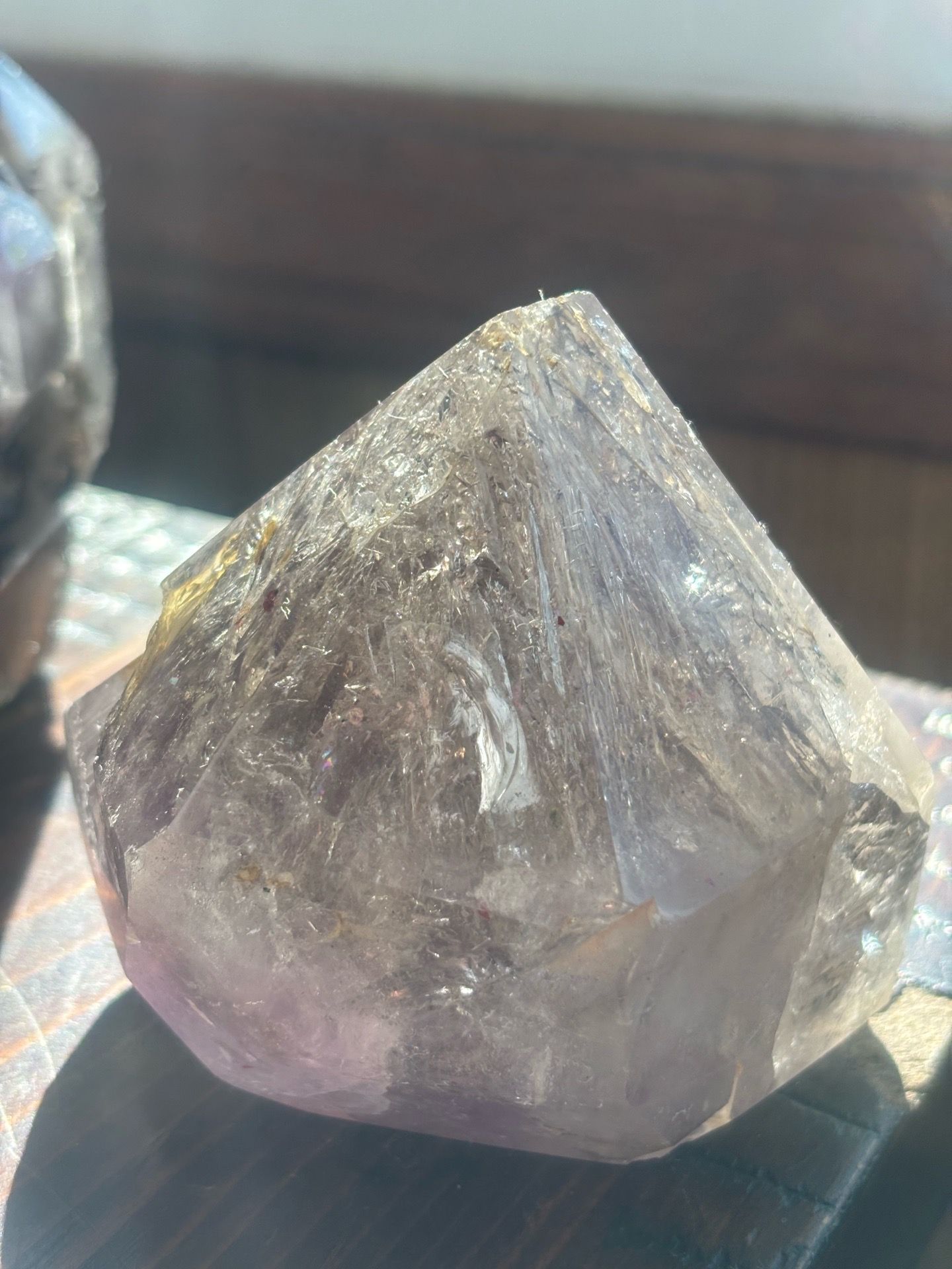 Amethyst quartz crystal with rued and hematite, beautiful piece