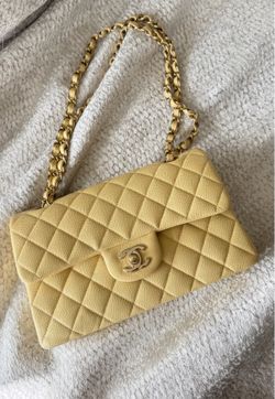 Chanel Caviar Quilted Small Double Flap Light Yellow