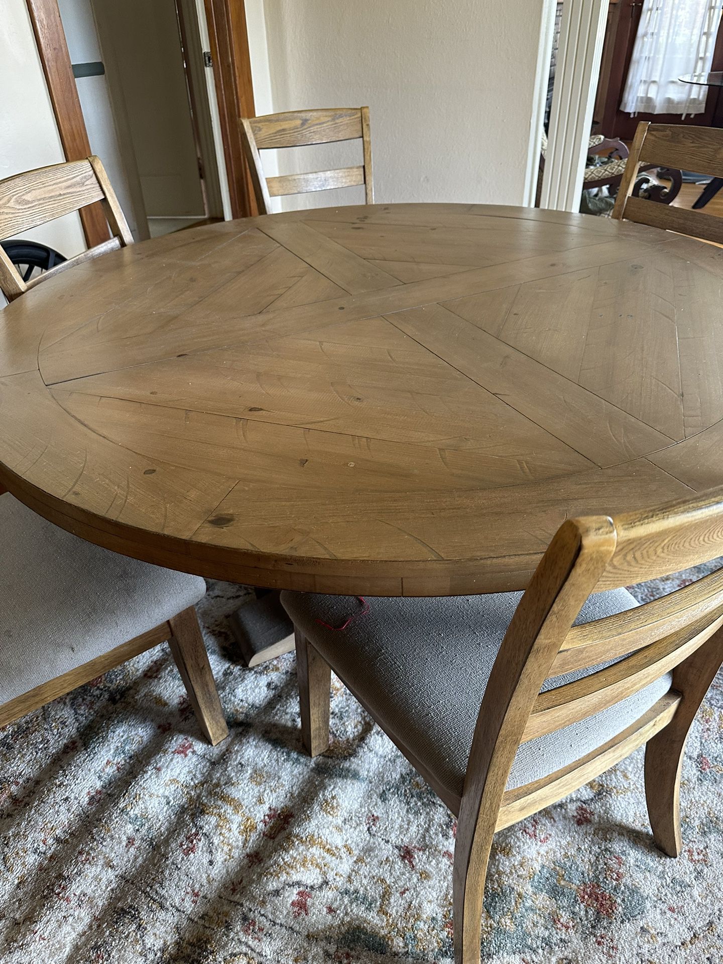 Wood dining table and chairs 