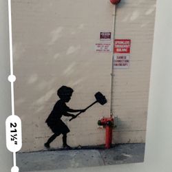 Banksy Wall Art - Boy And Fire hydrant 
