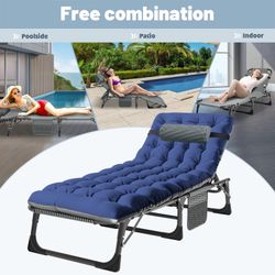 5 Position Adjustable Patio Folding Lounge Chair Reclining Chairs Perfect for Outside