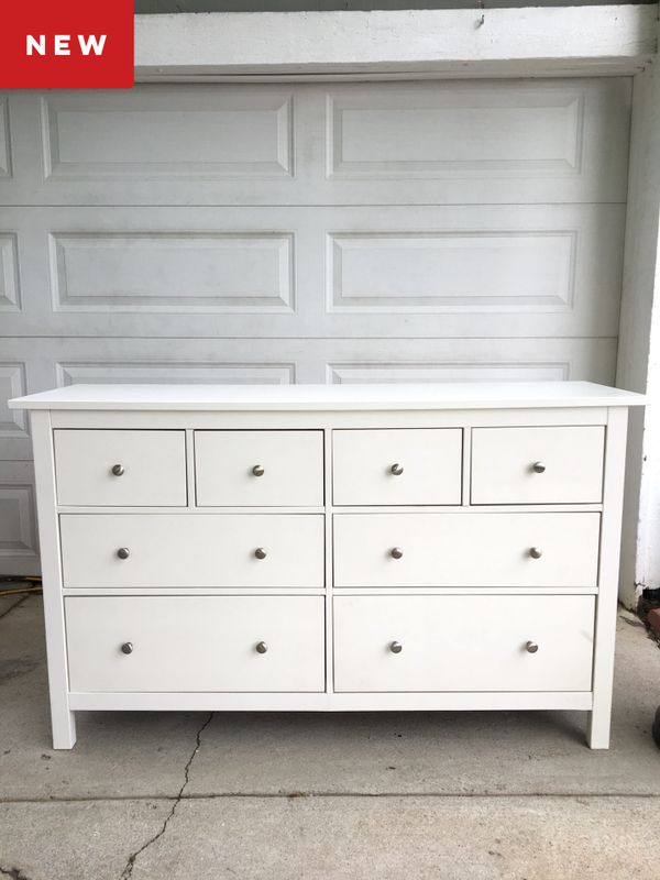 White Ikea Hemnes 8 Drawer Dresser Stainless Steel Knobs