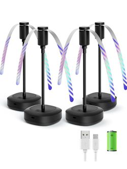 4 Pack Food Fan for Table, 2000mAh USB Powered Rechargeable Food Fan, Portable Fan with Flexible Goose-Neck and Soft Blades, Quiet Table Food Spinner 