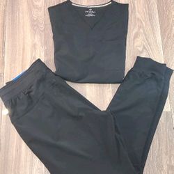 Mens Black Cherokee Infiniti Scrubs Large Top And Large Jogger Pants Scrubs 