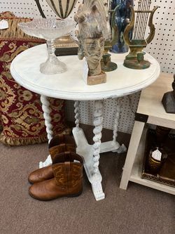 Antique White Barley Twist Table