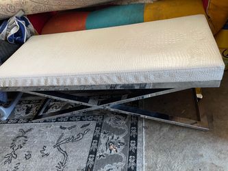 Upholstered Bench with Chrome X-Base