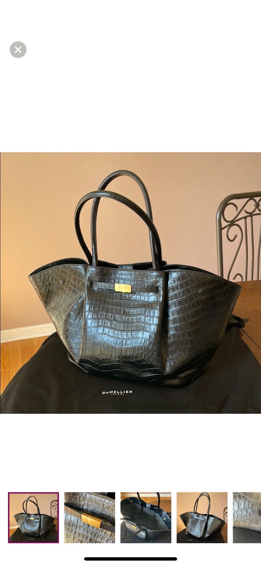 DeMellier Black Croc-Effect Tote Bag — The New York