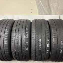 Set 4 Tires 285 40 22 Pirelli P Zero B No Repairs