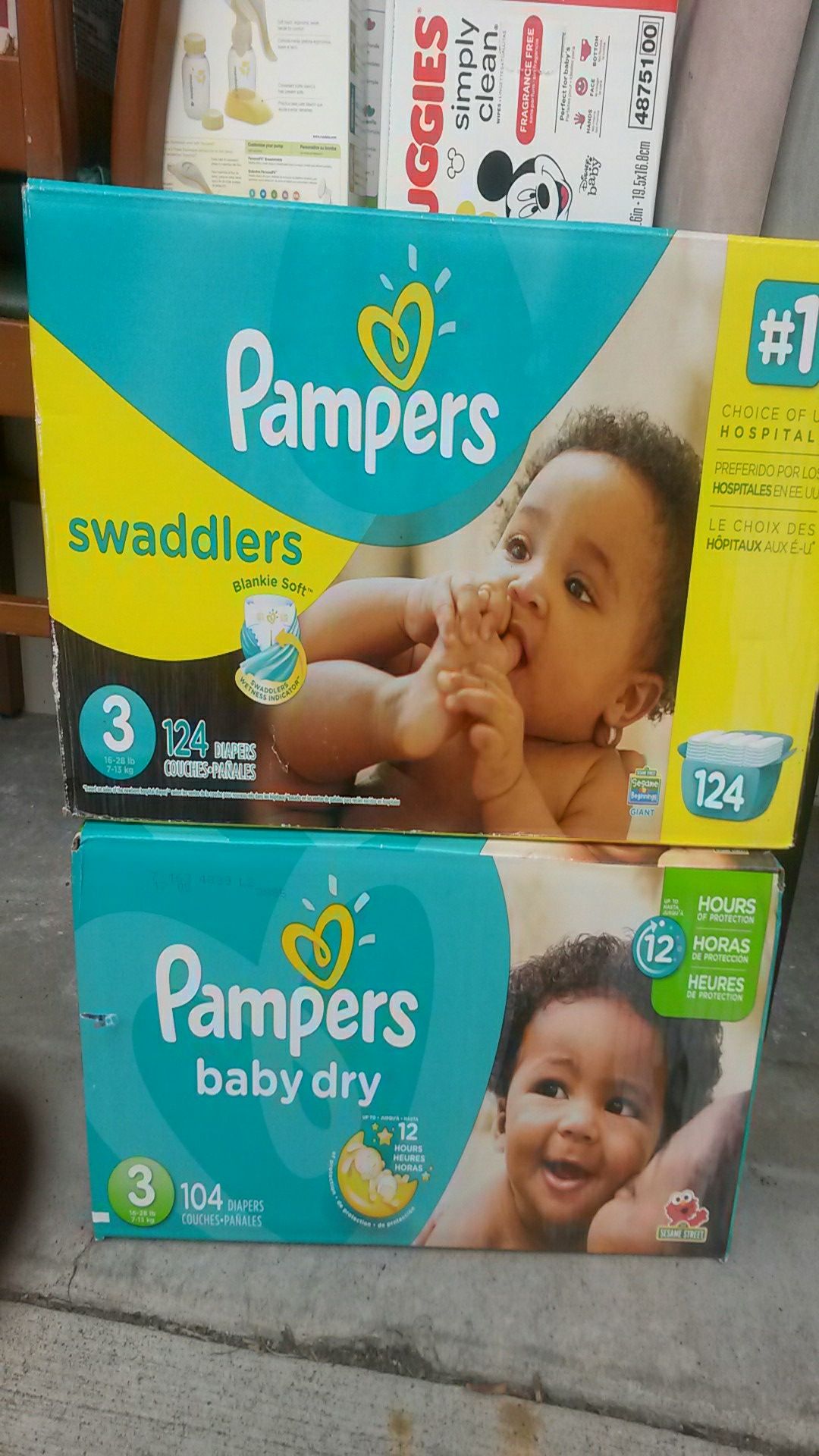 Pampers swaddlers and baby dry $50 for both