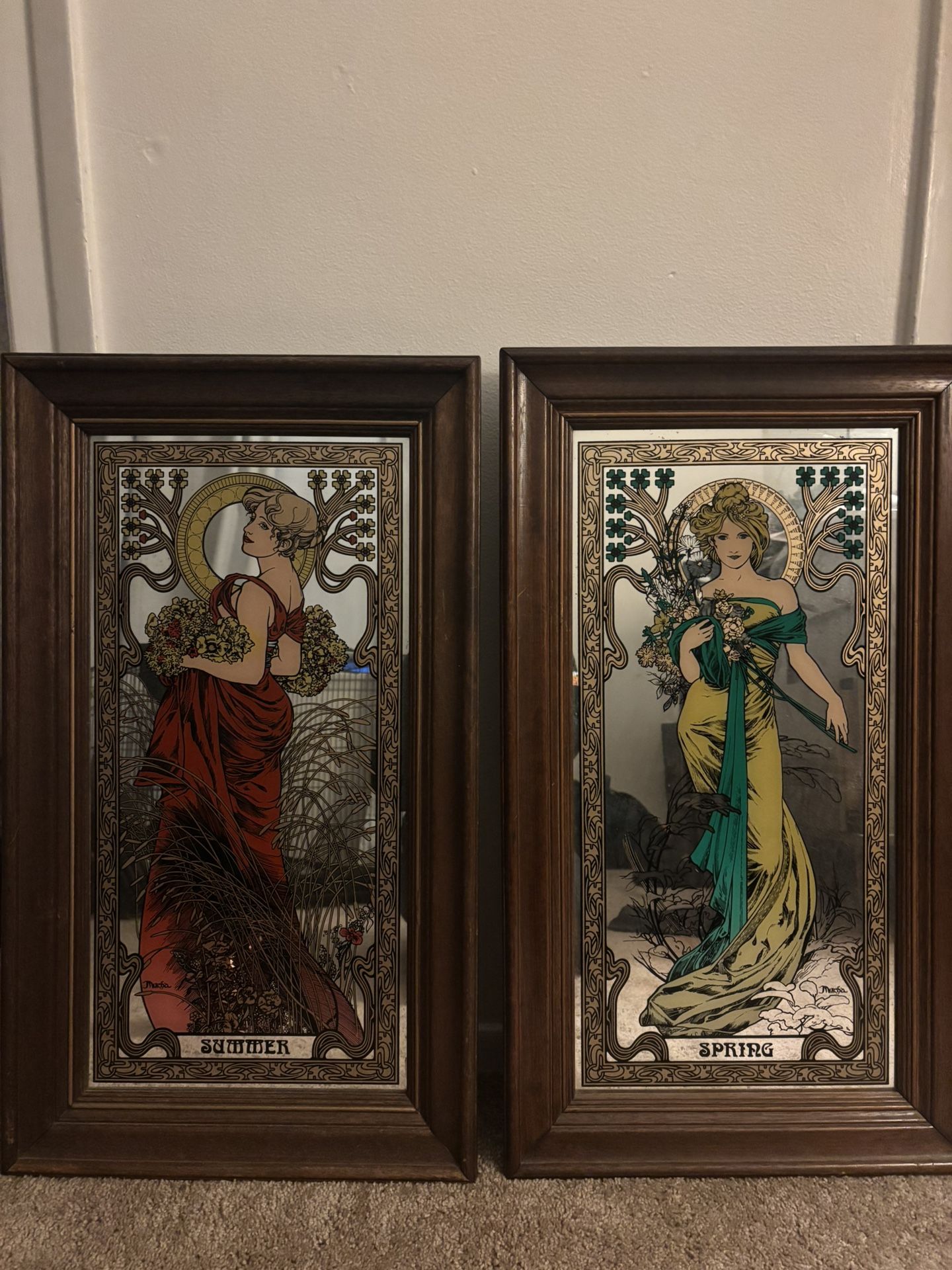 Antique Art Nouveau Mirrors Set Of 2