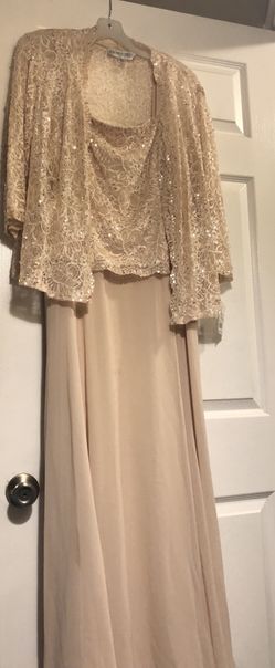 New Champagne long dress with lace top and jacket size 18wp $120.00
