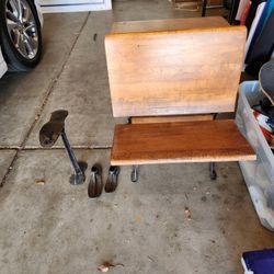 Antique  School Desk Cast Iron  Legs