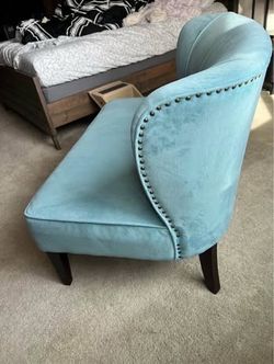Chair Teal Velvet Accent with Nailhead Trim