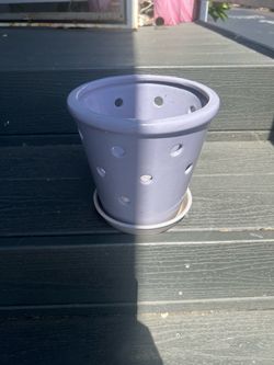 Purple Ceramic Planter Pot with Saucer