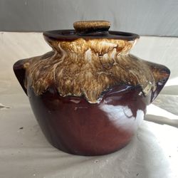 Vintage Bean Pot with lid and two handles