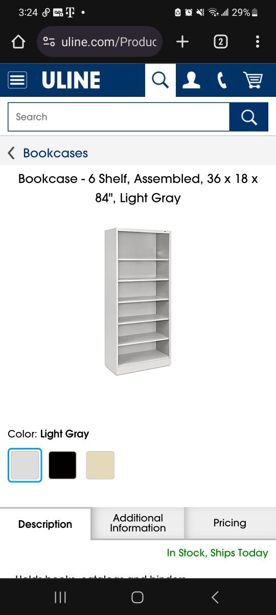 4 ULINE Bookcase Or File Shelves -7 Foot Office File Cabinets