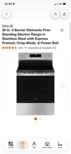 G E electric stove 5 burner 30 in