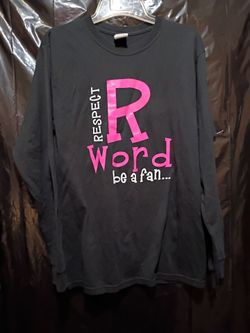 Black long sleeve T-shirt featuring the text Respect. Size Medium.