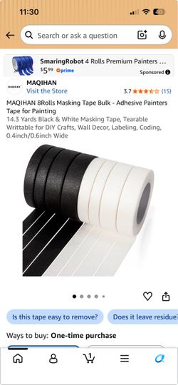 8-Roll Black & White Masking Tape Set