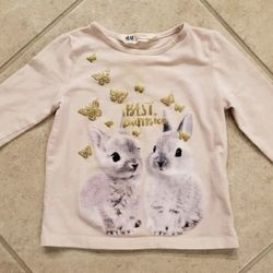 H&M Girl's Long Sleeve T-Shirt Size 1.5-2Y Pink